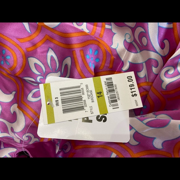 INC Pink 70s Pattern Satiny Dress Size 14 - Picture 8 of 8